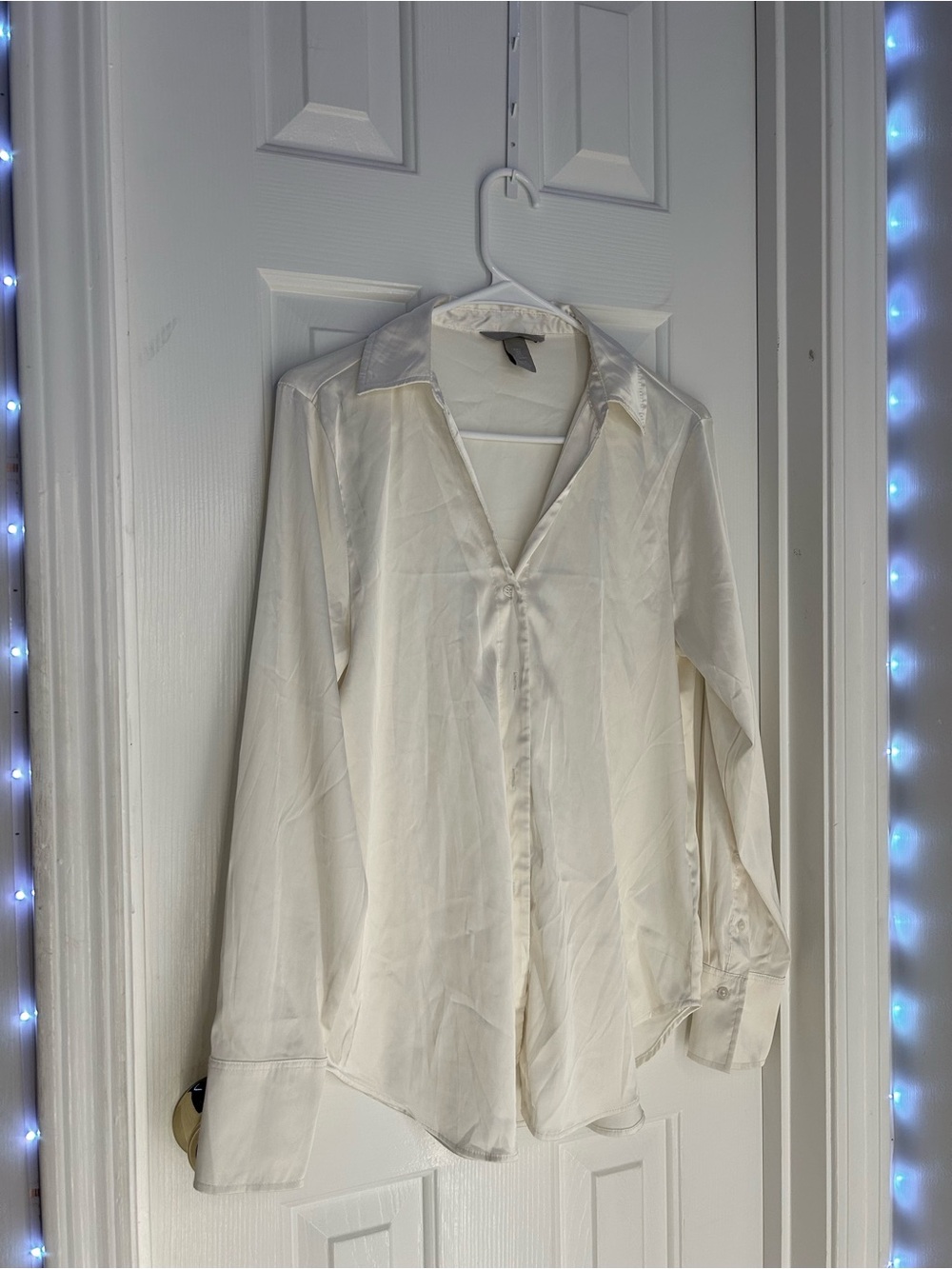 Classic White Satin Womens Dress Shirt